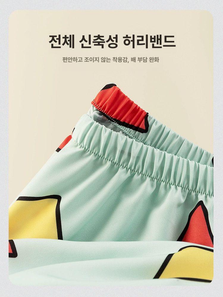 커플 잠옷 여름 수면 반팔바지 실크 파자마 세트 - 상세 이미지 5