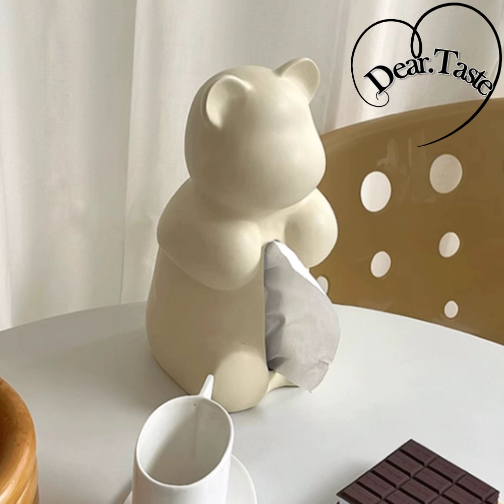 곰돌이 휴지케이스 도자기 티슈박스 케이스 세라믹 휴지커버 36cm - 메인 이미지
