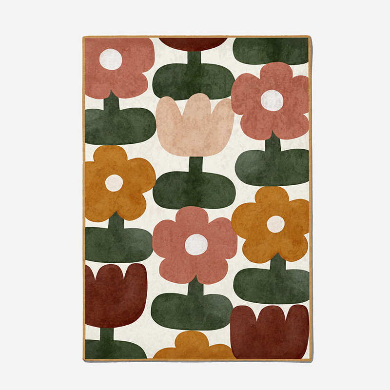 [체리앤해리] 패턴 러그 핸드드로우 플라워 방수 놀이 매트 교구 극세사 발도르프