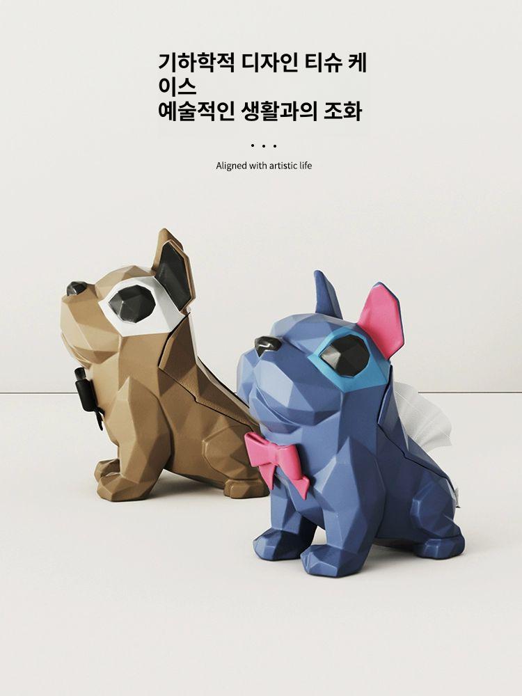 불독 강아지 티슈 상자 휴지 케이스 데스크탑 인테리어 - 상세 이미지 4