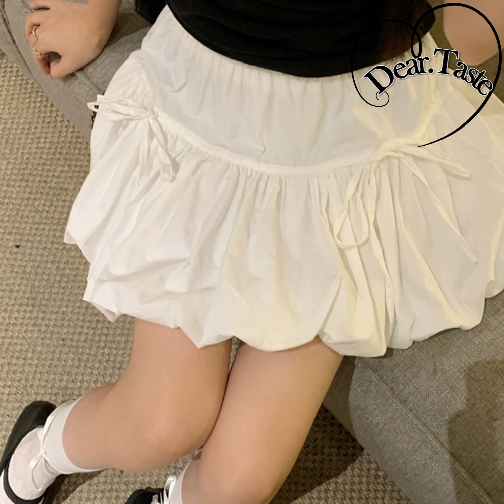여성 여름 나비넥타이 플레어스커트 체크스커트 미디스커트 디자인 캐주얼 트렌디 패션 - 메인 이미지