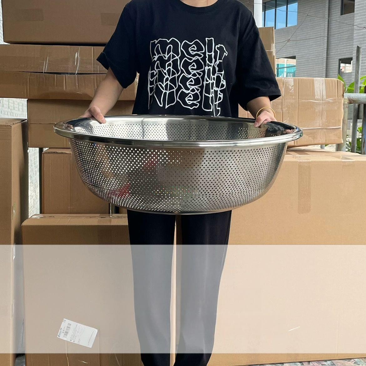 채반 대형 스텐 소쿠리 식당 김장 야채 사각 채망 세척볼 바구니 1.50cm 작은 구멍 배수 통 - 상품 이미지