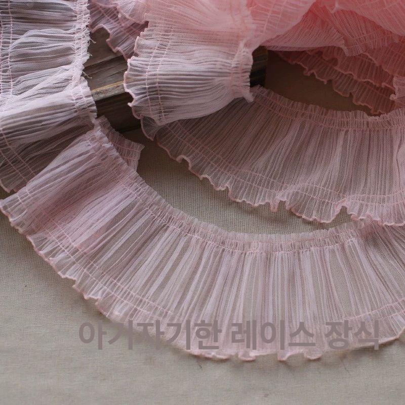 바느질 천 주름 원단 화이트 얇은 플라워 넓은 레이스 블랙 프릴 리본 메쉬 명주 그물 - 상세 이미지 5