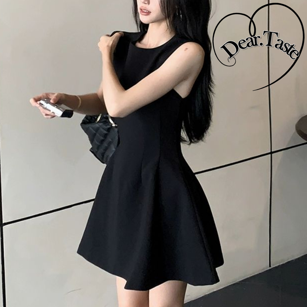 허리 조임 여름 민소매 원피스 날씬해보이는 슬림핏 하객룩 단정한 - 상품 이미지