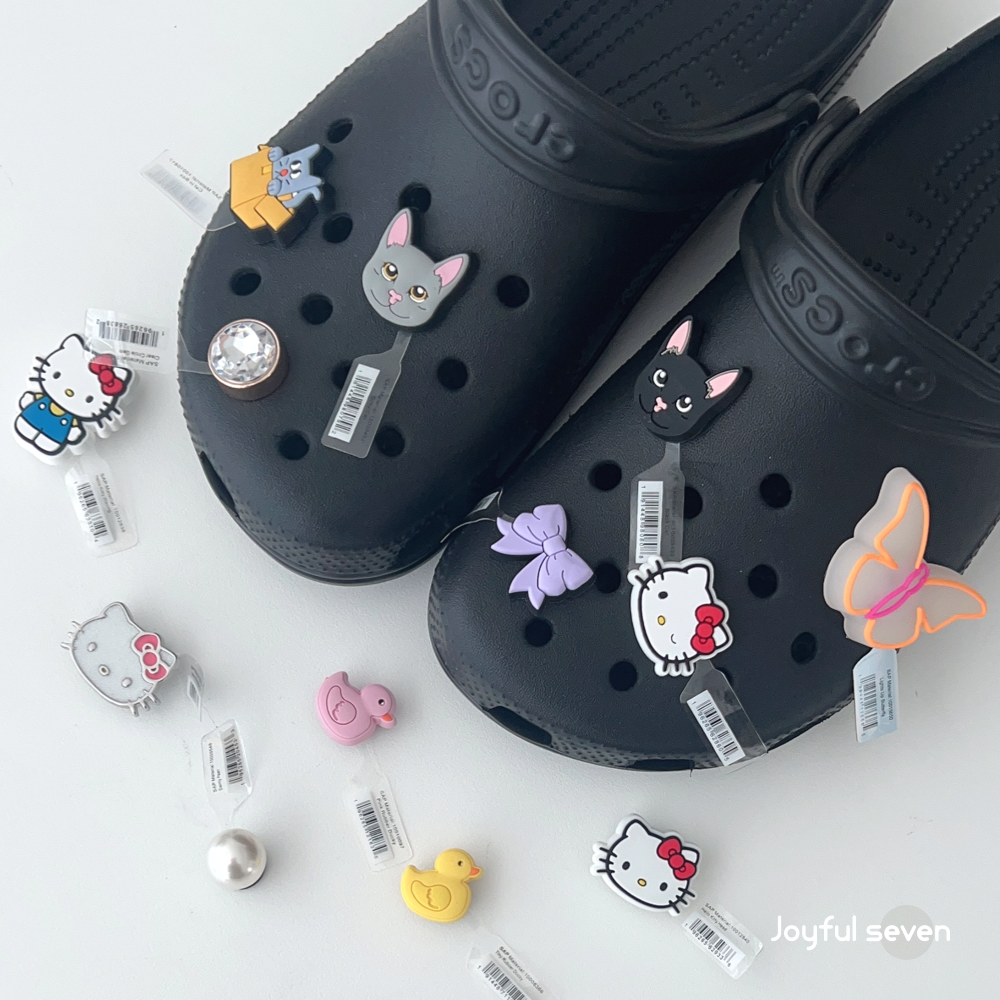 크록스 고양이 키티 지비츠 보석 리본 자비츠 감귤 즈비츠 지비추 신발참 세트