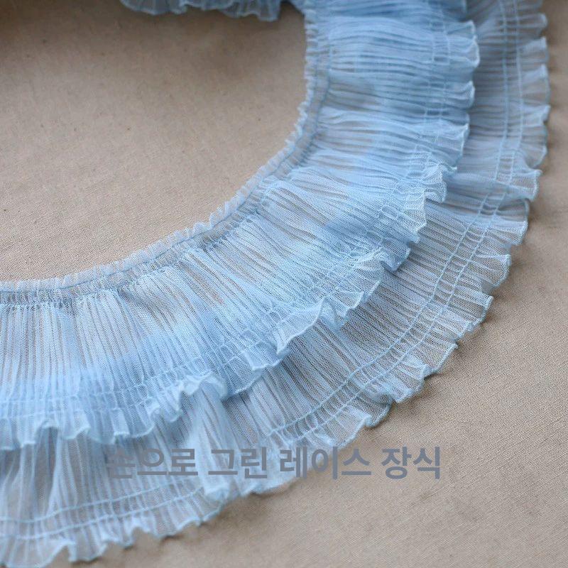 바느질 천 주름 원단 화이트 얇은 플라워 넓은 레이스 블랙 프릴 리본 메쉬 명주 그물 - 상세 이미지 4