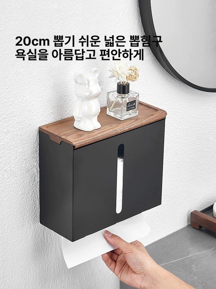 화장실 핸드 타올 케이스 벽걸이형 디스펜서 각티슈 종이 상자 원목 - 상세 이미지 2