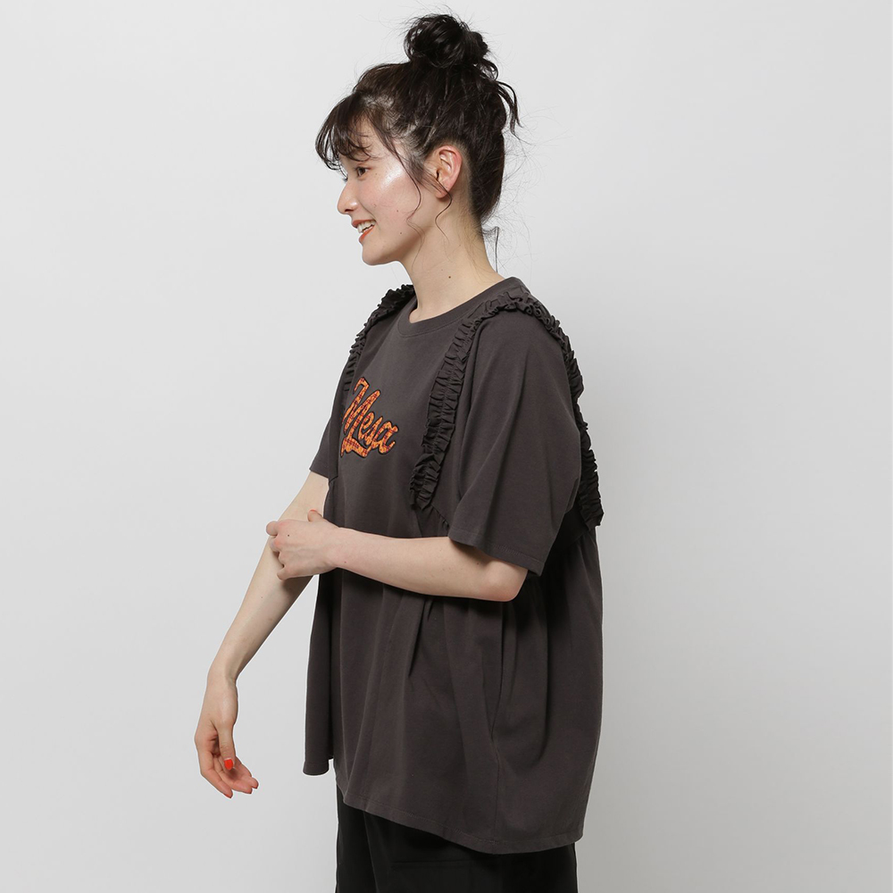 니코앤드 X 위글위글 반팔티 콜라보 프릴 아소토트로고 T셔츠 차콜 451749