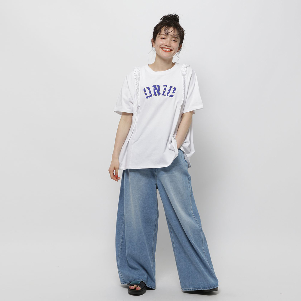 니코앤드 X 위글위글 반팔티 콜라보 프릴 아소토트로고 T셔츠 오프화이트 451749 - 상세 이미지 4