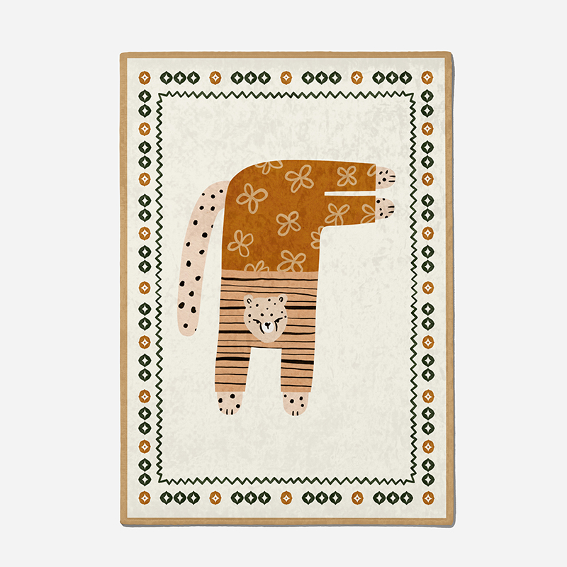 [체리앤해리] 프레임 러그 치타 동물 방수 놀이 매트 교구 여름 극세사