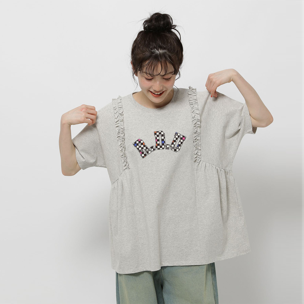 니코앤드 X 위글위글 반팔티 콜라보 프릴 아소토트로고 T셔츠 그레이 451749