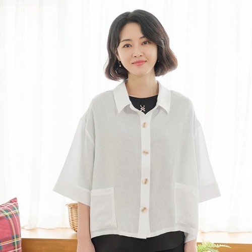 엄마옷 조이마담 J3359 트임카라 린넨 자켓 중년여성의류 - 메인 이미지