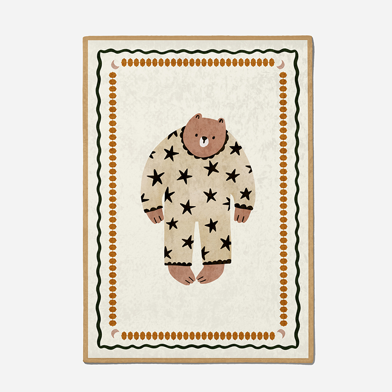 [체리앤해리] 프레임 러그 곰 동물 방수 놀이 매트 교구 여름 극세사