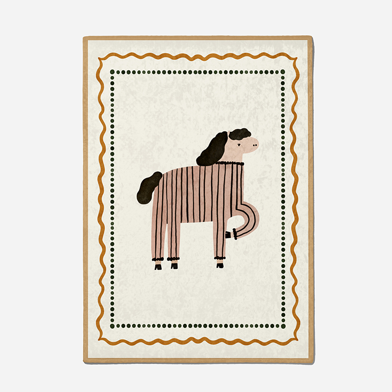 [체리앤해리] 프레임 러그 조랑말 동물 방수 놀이 매트 교구 여름 극세사