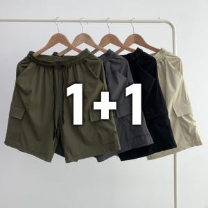 1+1 남자 여름 반바지 카고 허리 밴딩 사방 스판 4부 5부 기능성 냉... 착용 후기 | 사이즈/핏 총정리 - 상품 이미지 1