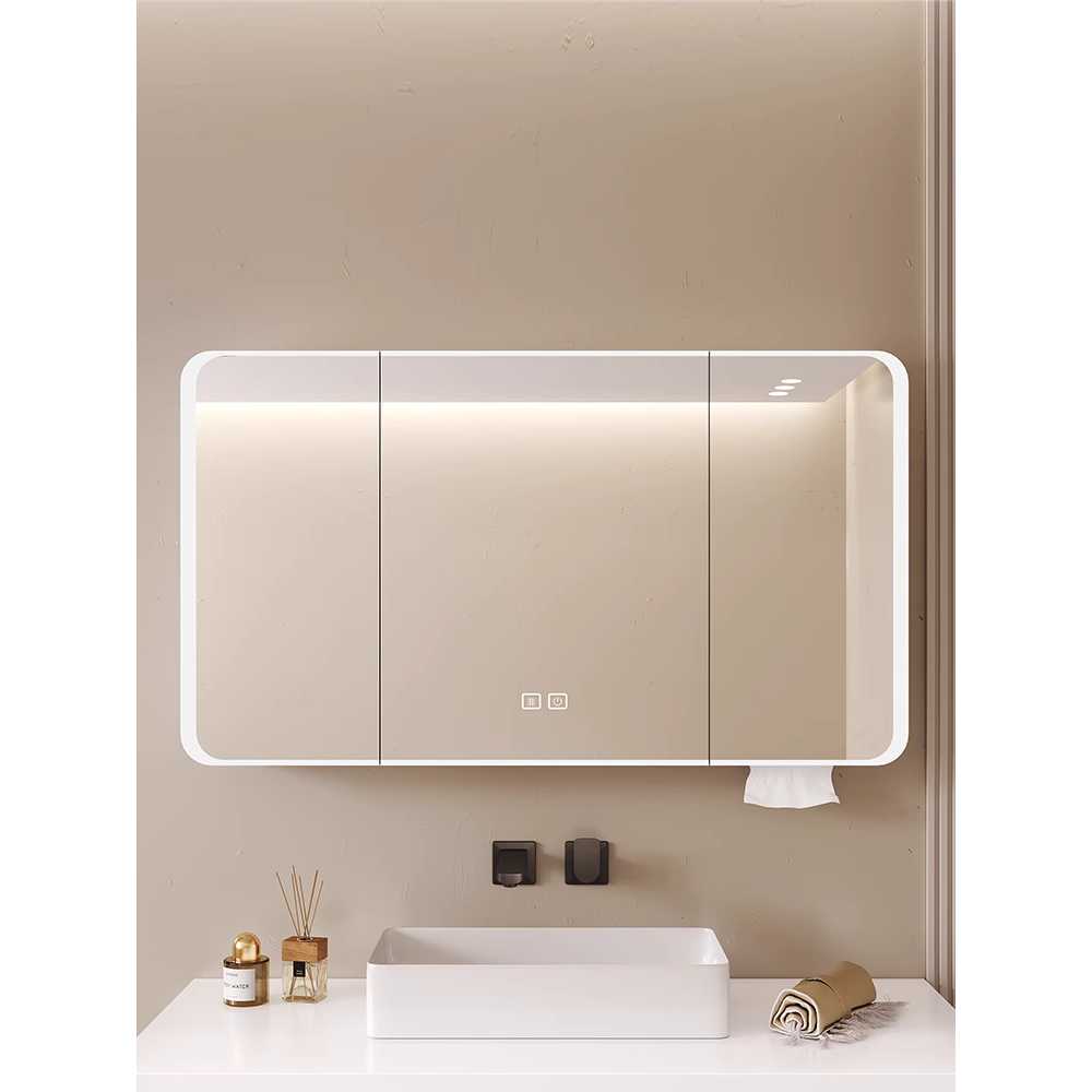 LED 욕실 수납장 욕실장 수건 선반 상부장 화장실 60cm 거울장 - 화이트 - 상세 이미지 3