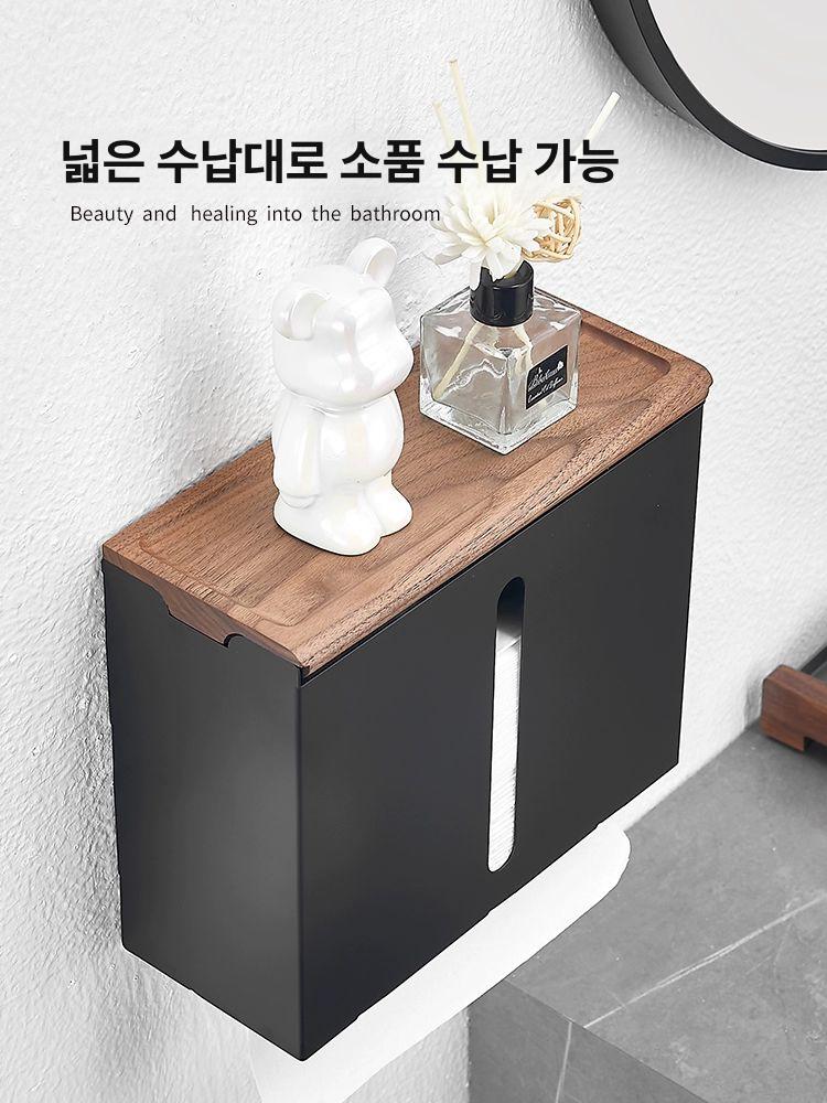 화장실 핸드 타올 케이스 벽걸이형 디스펜서 각티슈 종이 상자 원목 - 상세 이미지 5