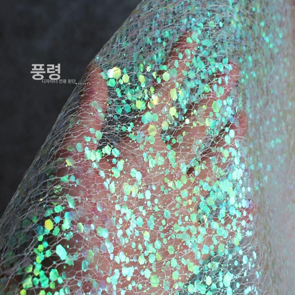스팽글 원단 비늘 홀로그램 망사 배경 - 상세 이미지 2