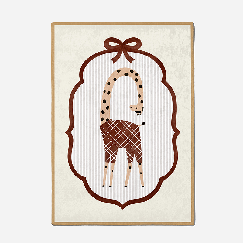 [체리앤해리] 프레임 러그 기린 동물 방수 놀이 매트 교구 여름 극세사