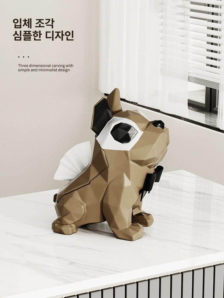 불독 강아지 티슈 상자 휴지 케이스 데스크탑 인테리어 - 상세 이미지 5