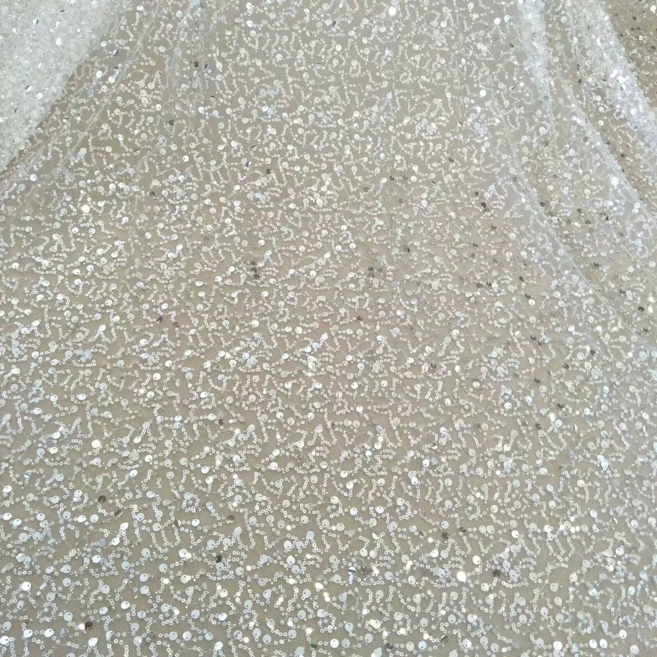 장식 레이스 드레스 바느질 천 망사 DIY 리폼 원단 얇은 구슬 가운 진주 원피스 명주 - 상세 이미지 3
