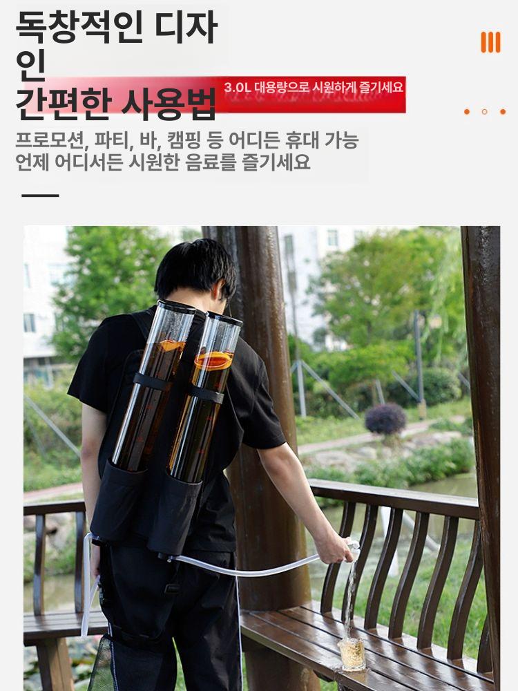 이동식 야구장 맥주 디스펜서 단통배낭식주포 휴대용 2L 블랙 주유소 주류통 : 온코스모스트레이드004