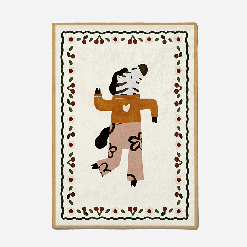 [체리앤해리] 프레임 러그 얼룩말 동물 방수 놀이 매트 교구 여름 극세사