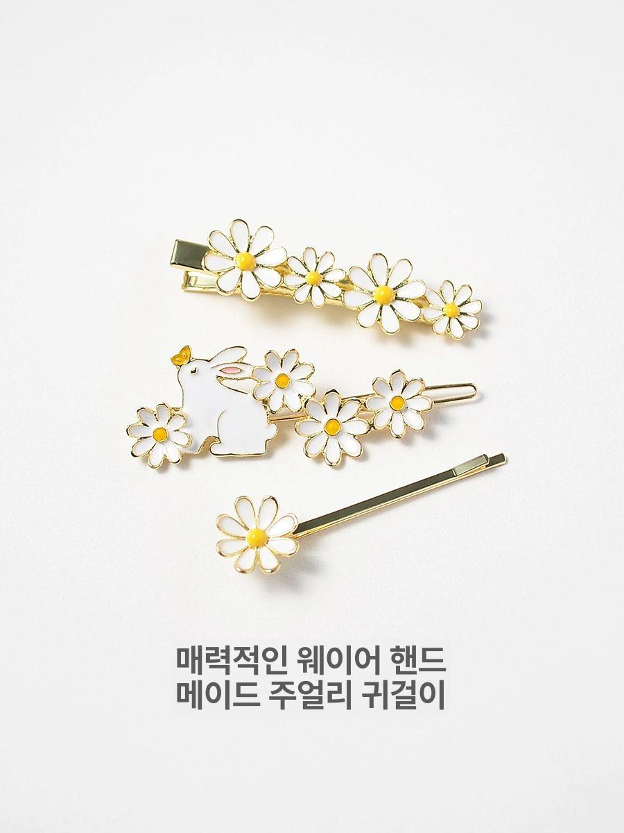 애순이 머리핀 헤어핀 꽃 삔 미니 레트로 똑딱핀 리본 빗핀 헤어 볼륨 클립 실핀 옆 앞 - 상세 이미지 2