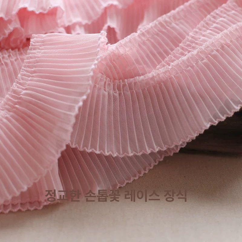 쉬폰 주름 화이트 블랙 레이스 리본 - 상세 이미지 2