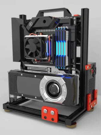 [해외]오픈형pc케이스 커스텀 본체 조립식 pc케이스 ITX 미니 케이스-블랙 공식 기본