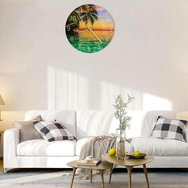 Sveudvdis Glass Silent Wall Clock 12 Inch Non-Ticking for Bedroom Office Cafe Living Room-272 : yes mall