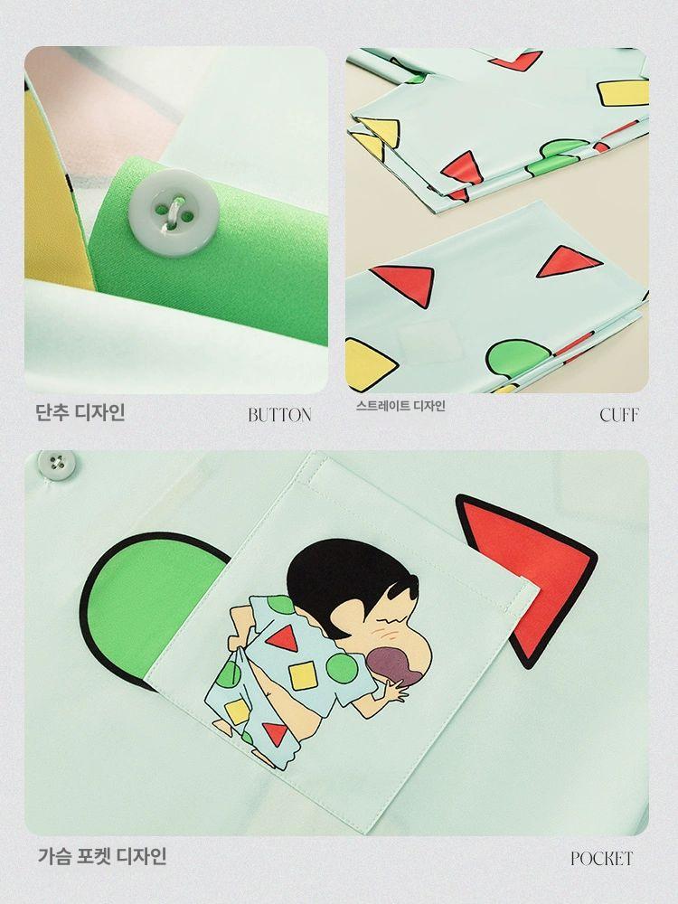 커플 잠옷 여름 수면 반팔바지 실크 파자마 세트 - 상세 이미지 3