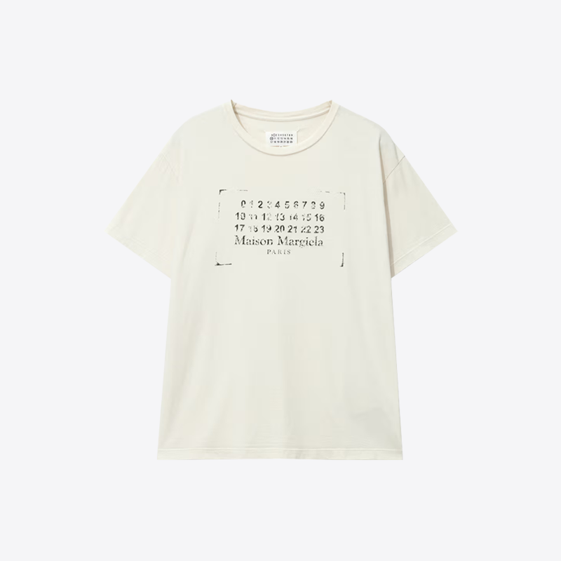 메종마르지엘라 여성 스탬프 로고 코튼 반팔 티셔츠 버터 S51GC0534 S24575 103 - 상품 이미지