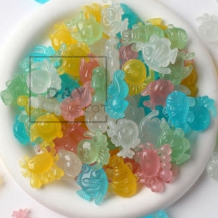 [트렌디프레소협력사]데이슬롯 바다생물 야광자갈 100p 컬러믹스 정원데코스톤 형광조약돌