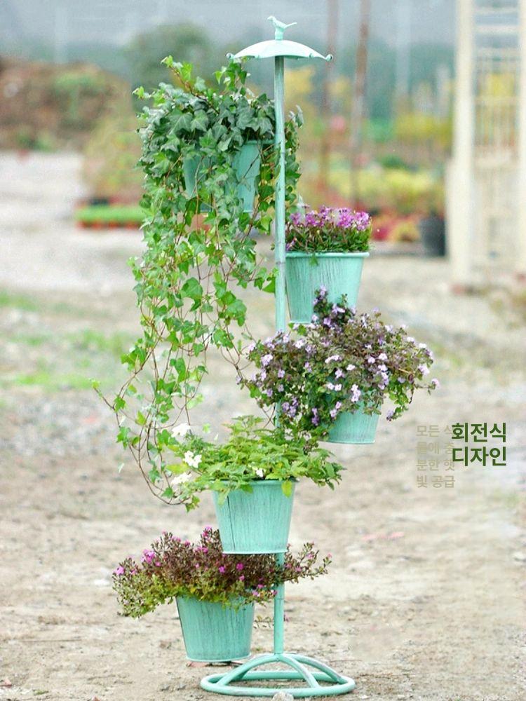 야외 철제 꽃꽂이 선반 화분 받침대 식물 걸이대 - 상세 이미지 4