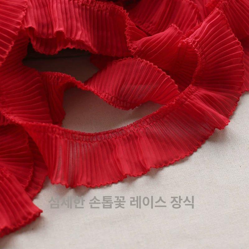 쉬폰 주름 화이트 블랙 레이스 리본 - 상세 이미지 5