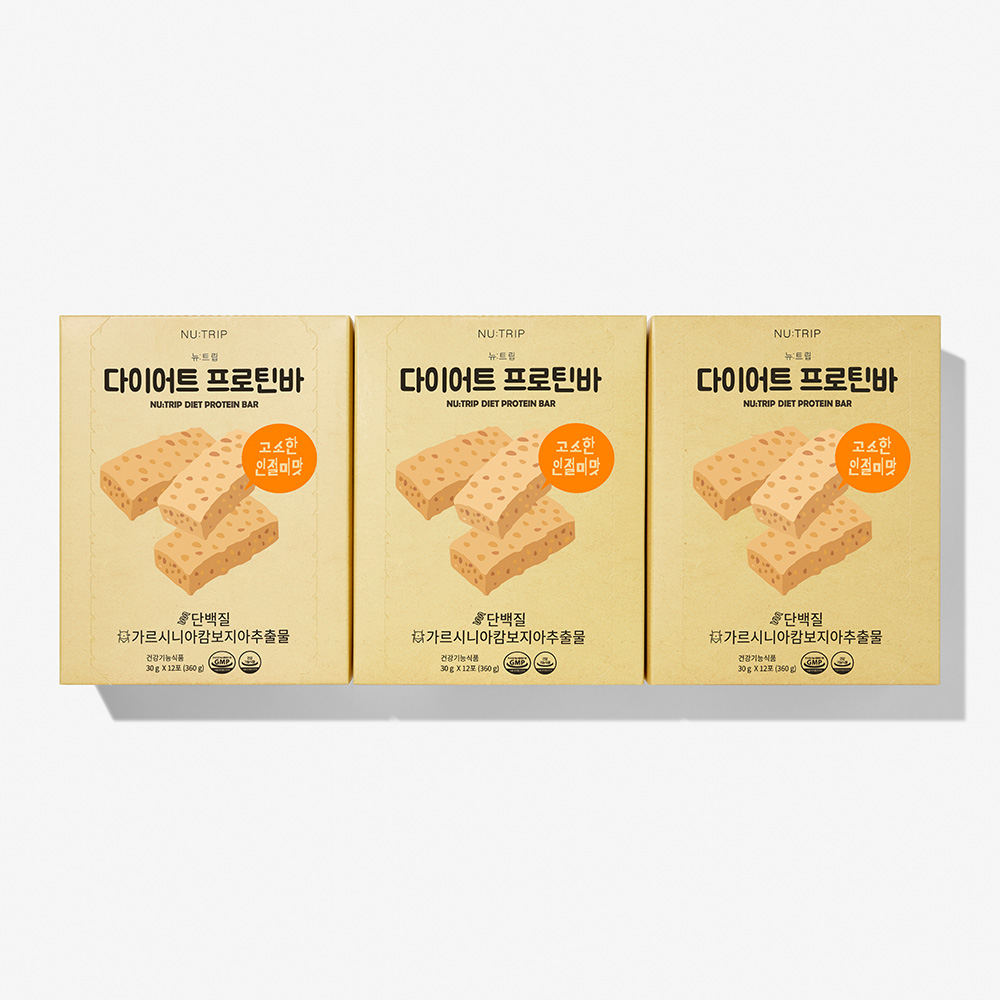 뉴트립 다이어트 프로틴바 무설탕 저칼로리 단백질 BCAA포함 30g, 12개입, 3개