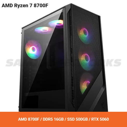PCKOREA AMD 8700F+RTX5060 고성능 조립 컴퓨터 PC [AMD8700F/DDR5 16GB/SSD500GB/RTX5060]