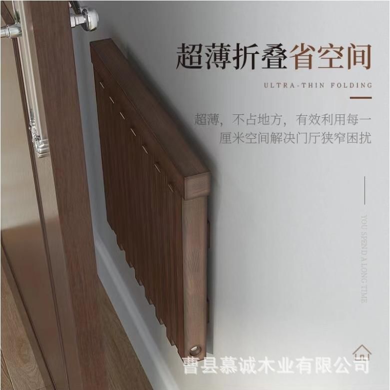 벽의자 접이식 벽에 호두색 원목 붙이는 신발갈아시는 의자 - 상세 이미지 5