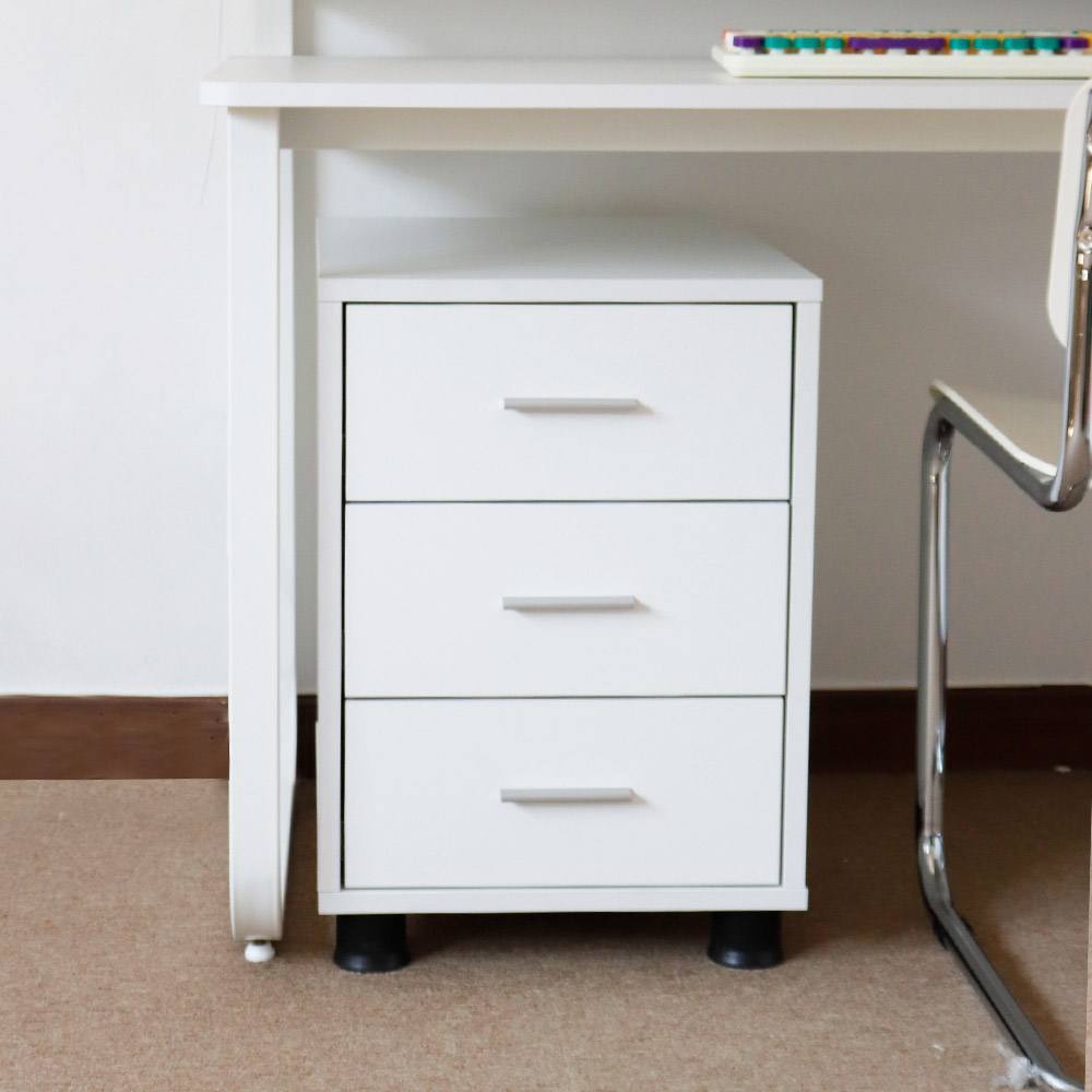 사무용 홈오피스 이동서랍 책상서랍 화이트 3단 서랍장
