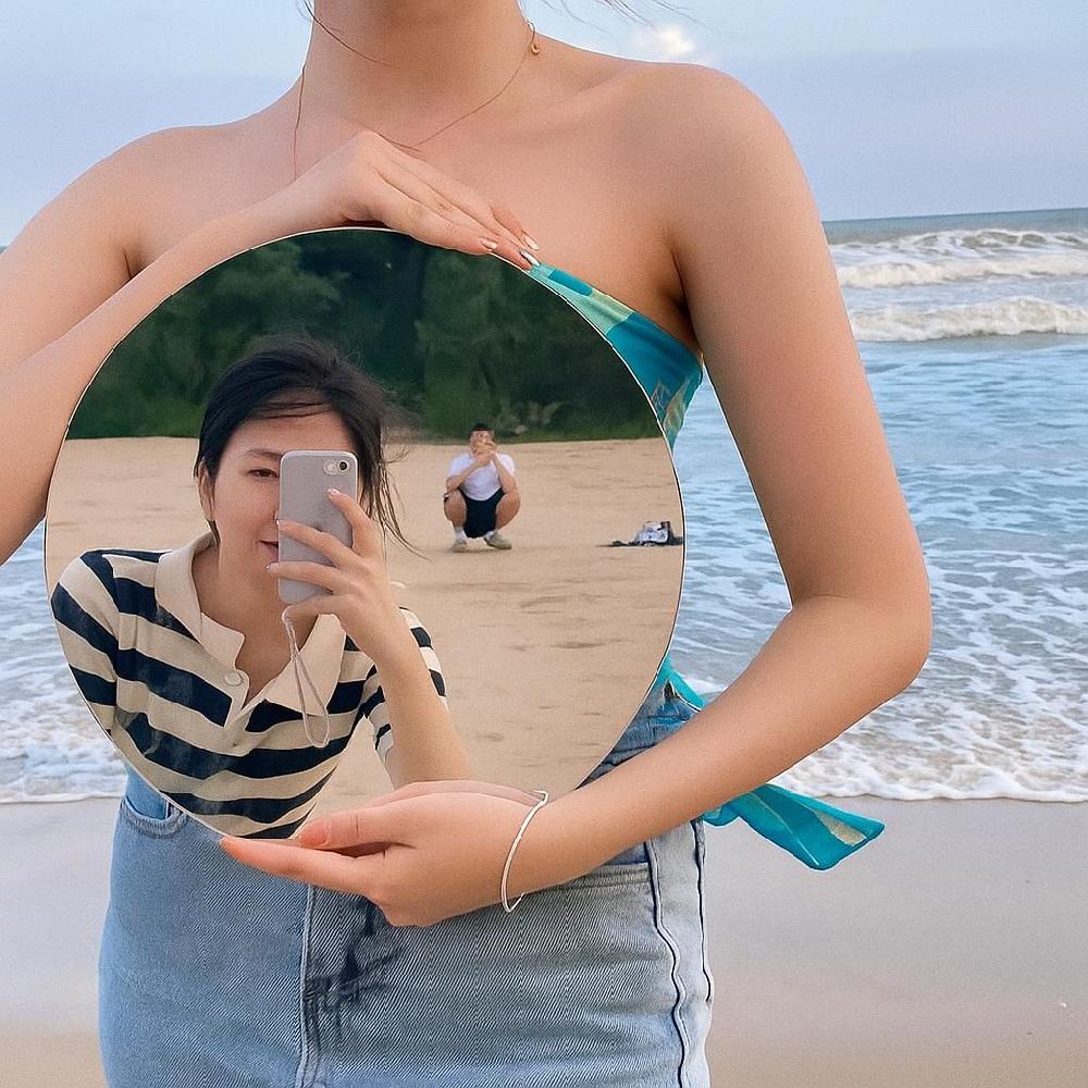 휴대용 아크릴거울 여행용 셀카미러 움직이는 포토존 20cm 라운드 미니 - 상세 이미지 2