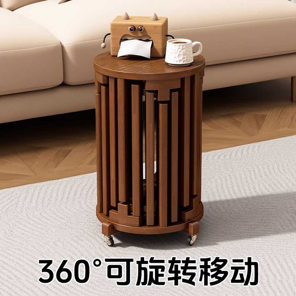 원형 스툴 원목 바퀴 달린 화장대스툴 작은 화분 받침 - 상세 이미지 4