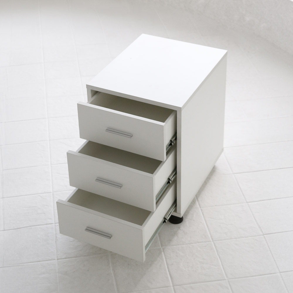 사무용 홈오피스 이동서랍 책상서랍 화이트 3단 서랍장