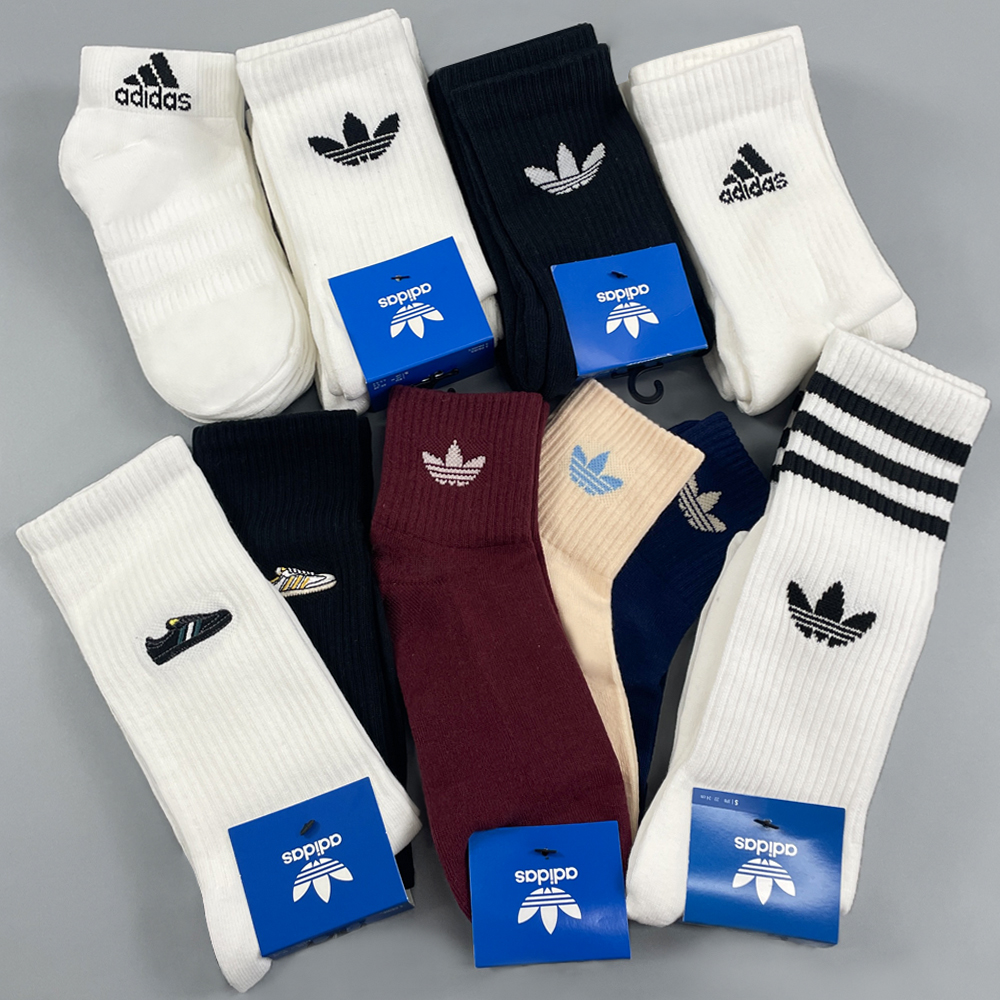 아디다스 양말 크루 삭스 솔리드 미드컷 장목 발목 삼선 3켤레