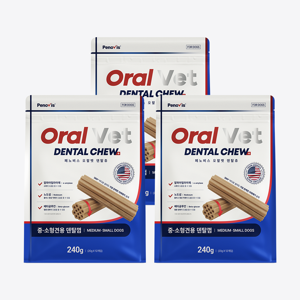페노비스 강아지 껌 덴탈츄 치석제거 오랄벳 덴탈츄 중소형견, 240g, 3개