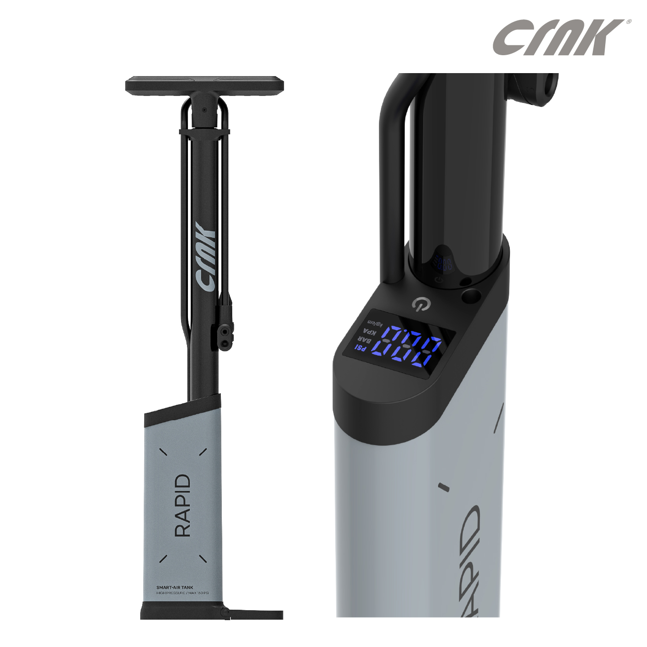 CRNK 크랭크 라피드 RAPID 자전거 펌프 로드 MTB 공기주입기 디지털 공기압게이지 스마트 펌프 - 메인 이미지