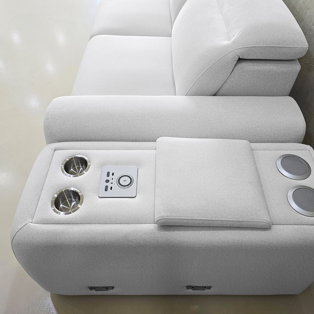 스코나 레이프 모션 슬라이딩 타이보 아쿠아텍스 리클라이너 소파 스툴미포함, 연그레이, 컵홀더 4인용