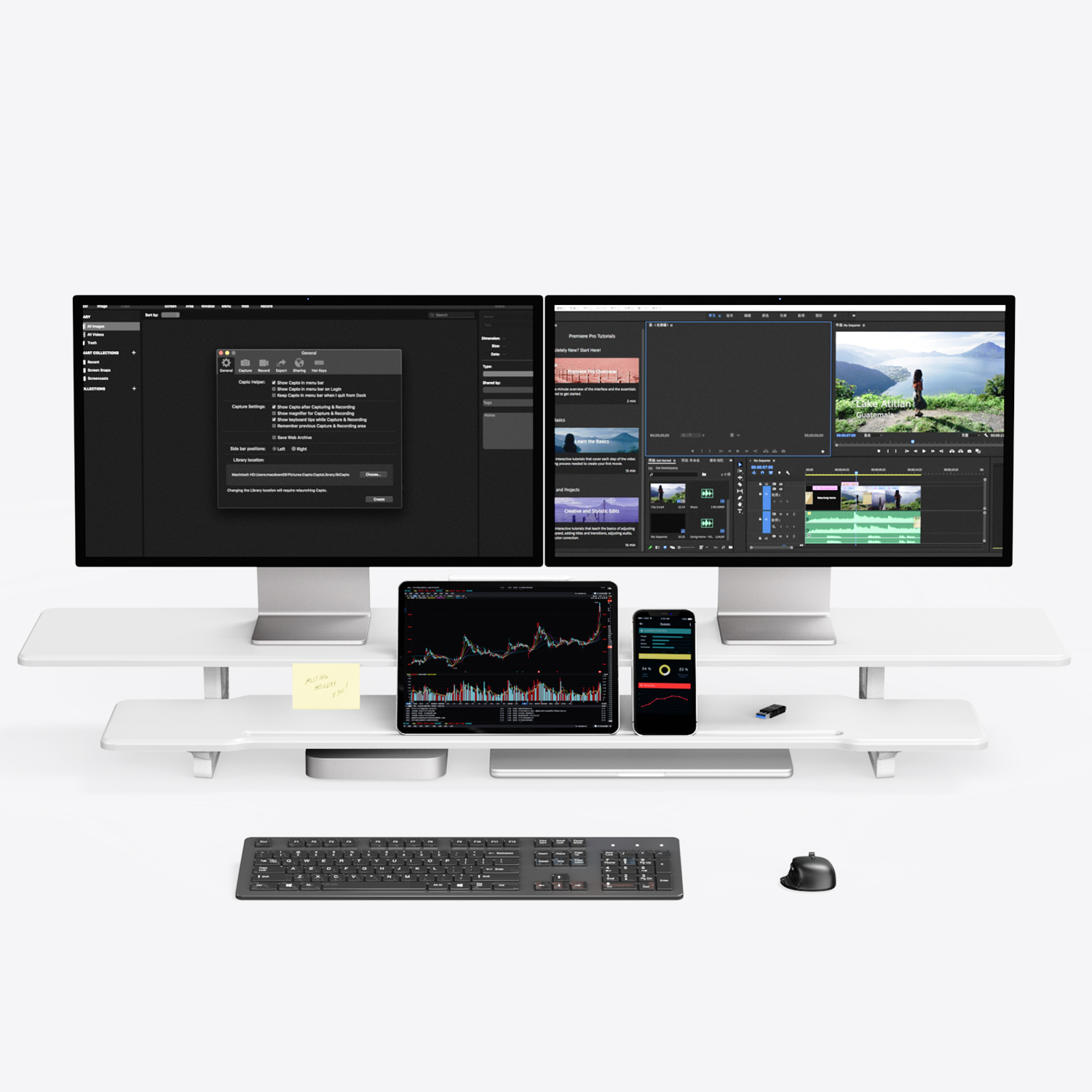 몽상컴퍼니 DM-118 더 넓어진 2단 와이드 선반 듀얼 모니터 받침대