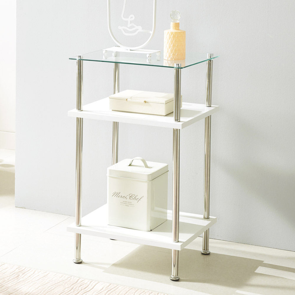 다용도 모듈 스테인리스 선반 350x300x605mm, 3단, 화이트