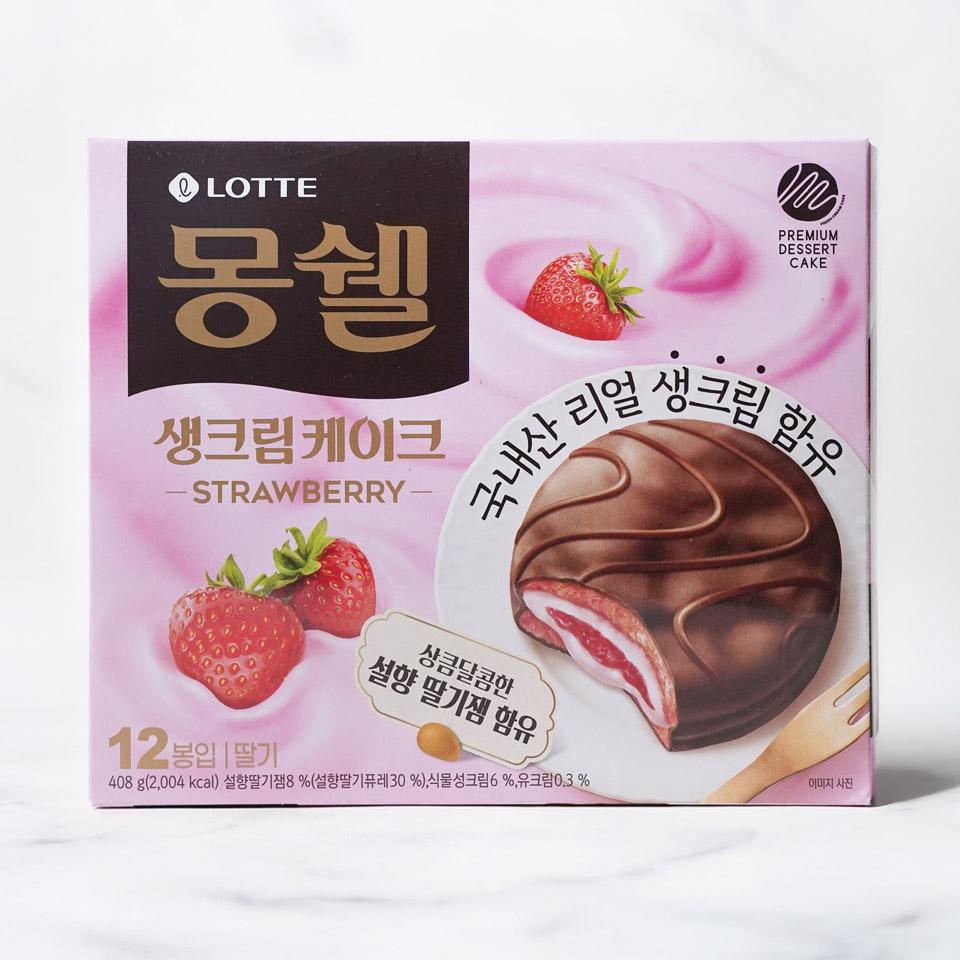 메가마트 롯데웰푸드 몽쉘 딸기생크림케이크 408g - 메인 이미지